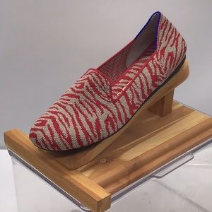 Rothy’s Red/Tan Tiger Print Canvas Slip-On Shoe
